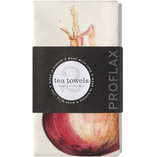 Halbleinen Geschirrtuch Zwiebel 2er-Pack in Creme Muster Zwiebel von Proflax Größe 50x70 cm