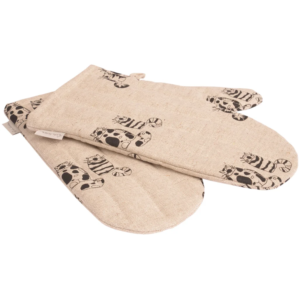Halbleinen Ofenhandschuh Katze 2er-Pack – LAMA Living