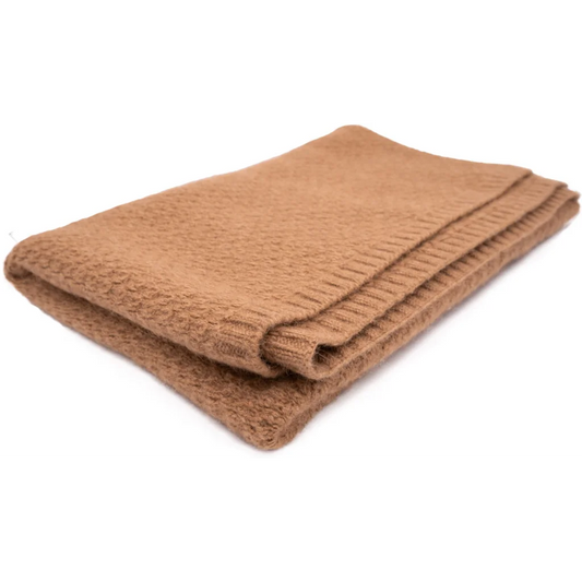Kamel Strick Decke in Kamel (naturbelassen) Braun von Steppenstrolch Größe 105x180 cm