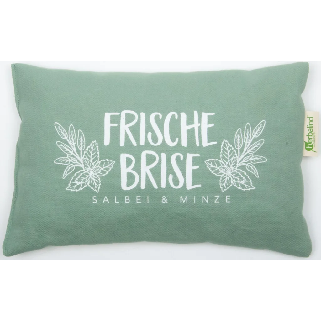 Kissen rechteckig mit Füllung Kräuter FRISCHE BRISE in Lindgrün Grün Muster Unifarben mit Aufdruck von herbalind Größe 30x20 cm