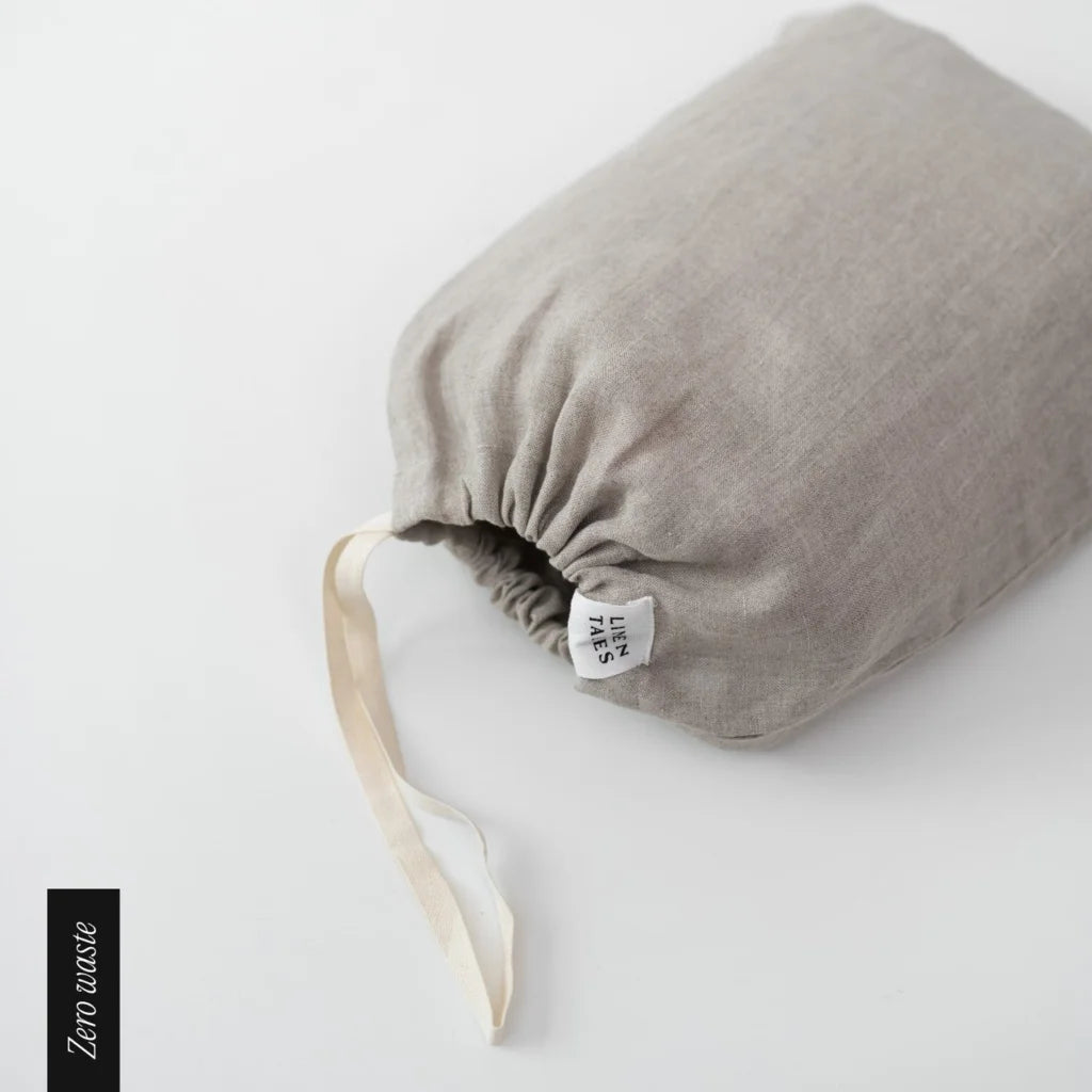 Leinen Aufbewahrungsbeutel 3er-Set in Beige von Linen Tales Größe 30x38 + 26x32 + 22x28 cm