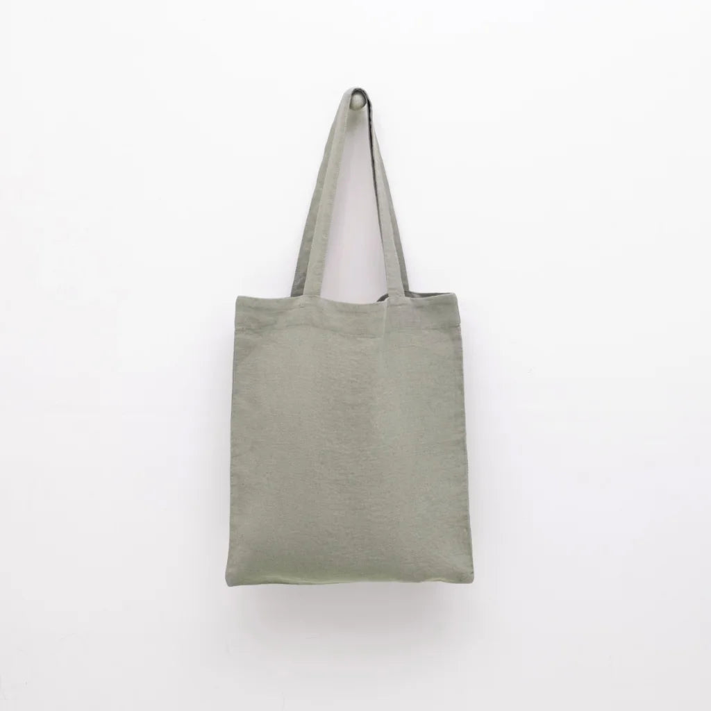 Leinen Einkaufstasche in Khaki Grün von Linen Tales Größe 38cm breit+ 42 cm lang