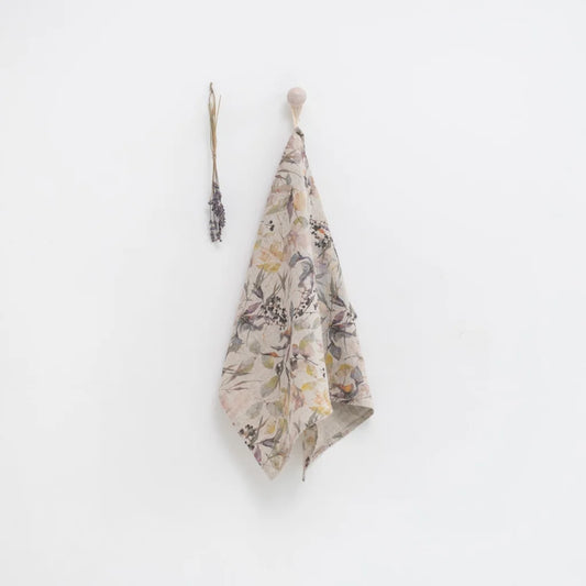 Leinen Geschirrtuch Blumen 2er-Pack in Creme+Flieder+Gelb Creme+Lila+Gelb Muster Blumen von Linen Tales Größe 45x65 cm