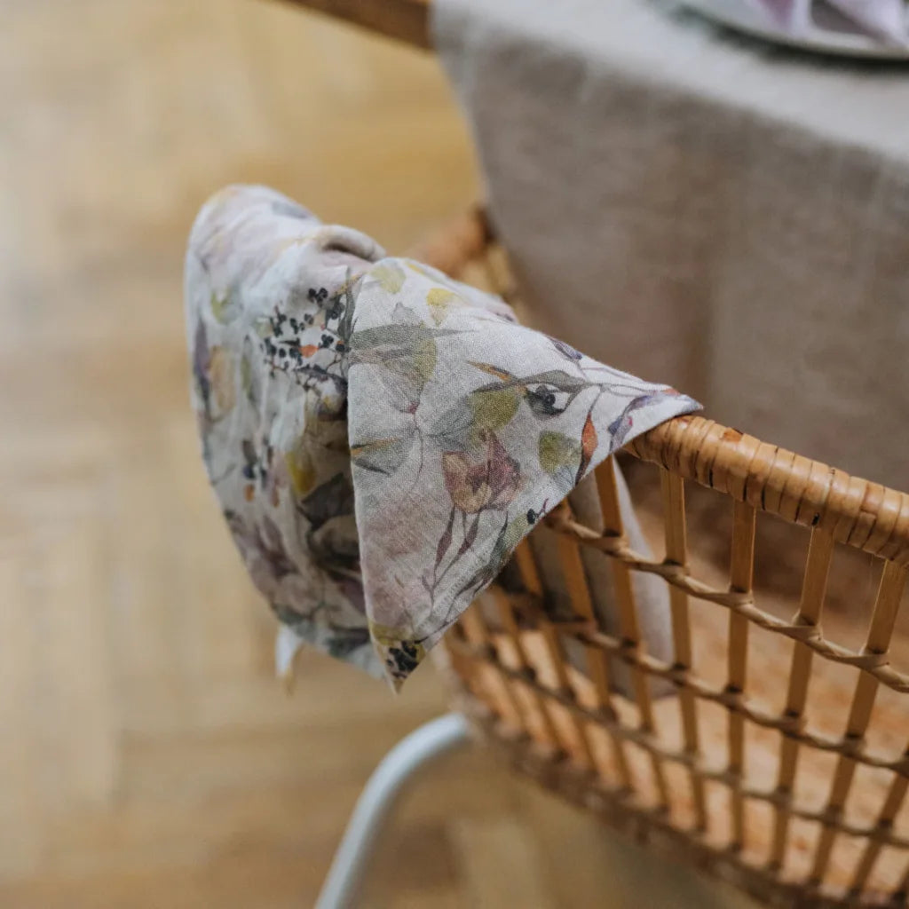 Leinen Geschirrtuch Blumen 2er-Pack in Creme+Flieder+Gelb Creme+Lila+Gelb Muster Blumen von Linen Tales Größe 45x65 cm