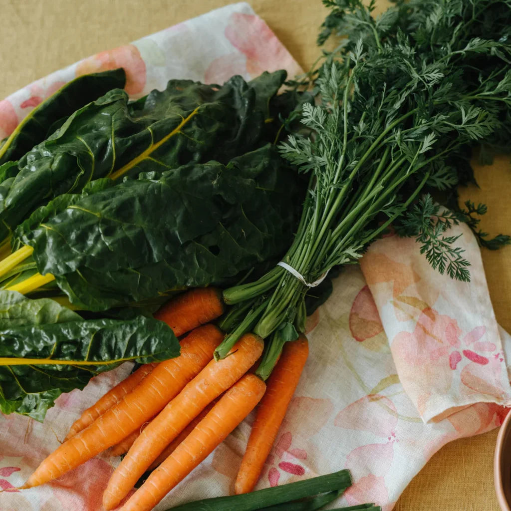 Leinen Geschirrtuch Blumen 2er-Pack in Weiß+Rosa+Orange Muster Blumen von Linen Tales Größe 45x65 cm
