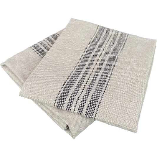 Leinen Geschirrtuch JARA 2er-Pack in Beige+Anthrazit Beige+Grau Muster Streifen von Erika Vaitkute Größe 43x70 cm