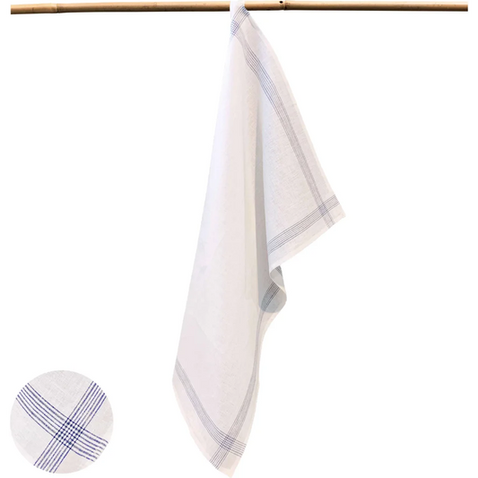 Leinen Geschirrtuch MONIS 2er-Pack in Weiß+Blau Muster Streifen von Erika Vaitkute Größe 47x70 cm
