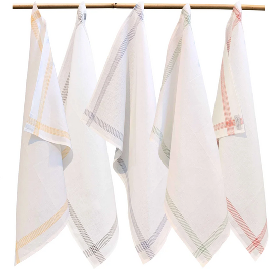 Leinen Geschirrtuch MONIS 2er-Pack in Weiß+Gelb Muster Streifen von Erika Vaitkute Größe 47x70 cm
