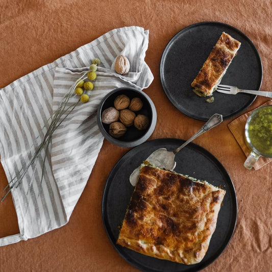 Leinen Geschirrtuch Streifen 2er-Pack in Creme+Beige Muster Streifen von Linen Tales Größe 45x65 cm