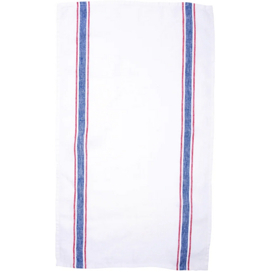 Leinen Geschirrtuch VENTA 2er-Pack in Weiß+Blau+Rot Muster Streifen von Erika Vaitkute Größe 43x70 cm