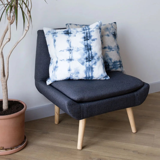 Leinen Kissenhülle Farbverlauf in Weiß+Blau Muster Farbverlauf von Linen Tales Größe 40x40 cm