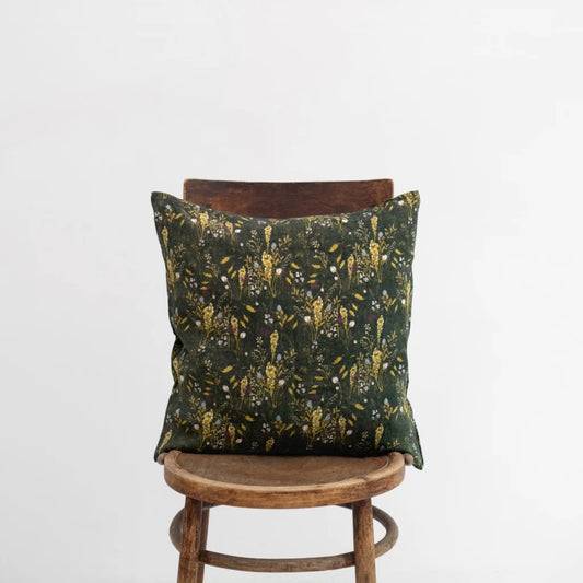 Leinen Kissenhülle Gräser in Dunkelgrün+Gelb Grün+Gelb Muster Gräser von Linen Tales Größe 40x60 cm