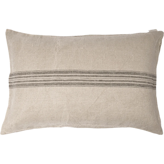 Leinen Kissenhülle JARA rechteckig 2er-Pack in Beige+Anthrazit Beige+Grau Muster Streifen von Erika Vaitkute Größe 40x60 cm