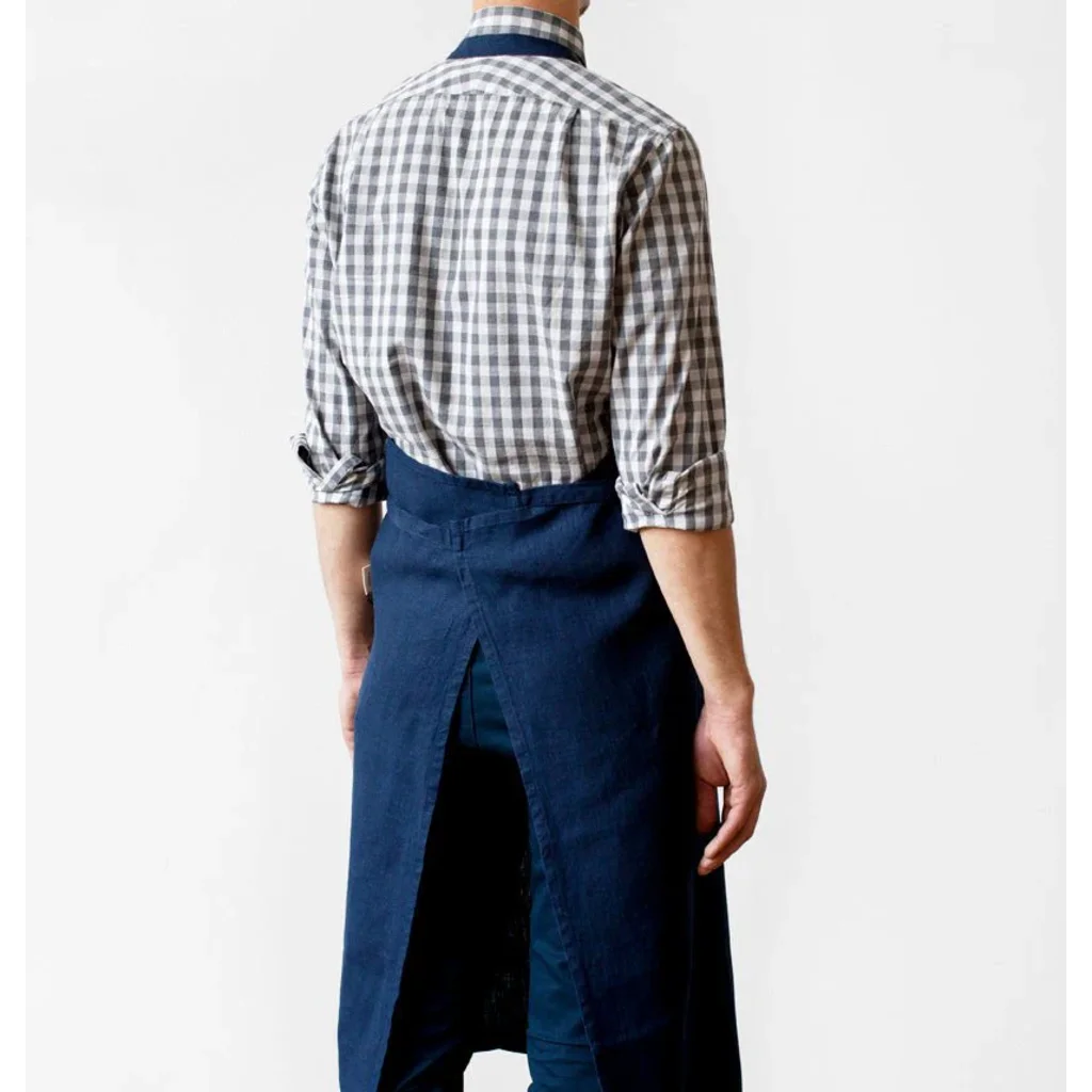 Leinen Kochschürze in Dunkelblau Blau von Linen Tales Größe 100 cm breit+ 98 cm lang
