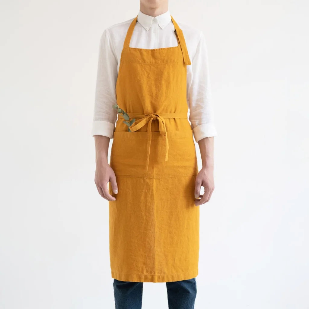 Leinen Kochschürze in Orange von Linen Tales Größe 100 cm breit+ 98 cm lang
