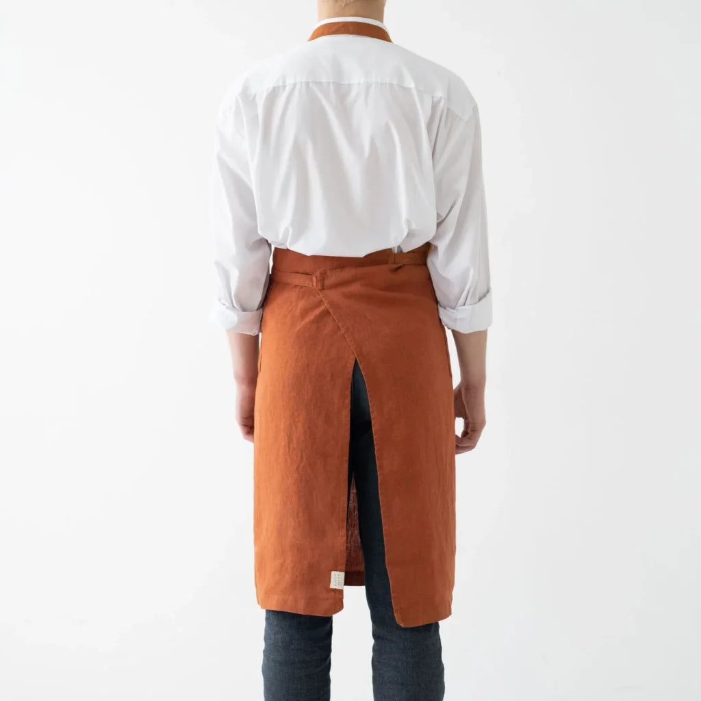 Leinen Kochschürze in Terra Orange von Linen Tales Größe 100 cm breit+ 98 cm lang