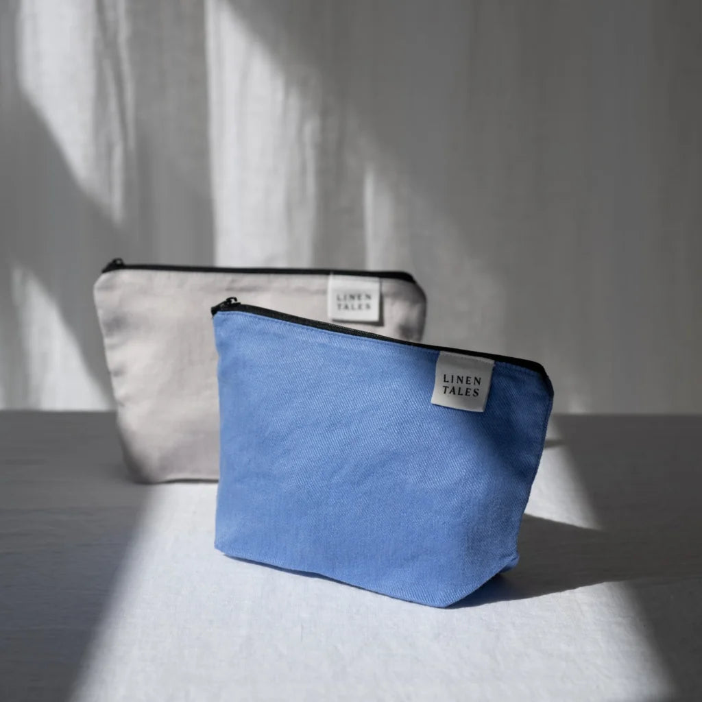 Leinen Kosmetiktasche in Silber Grau von Linen Tales Größe 21x14 cm
