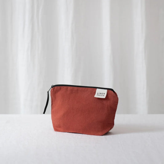 Leinen Kosmetiktasche in Terra Orange von Linen Tales Größe 21x14 cm