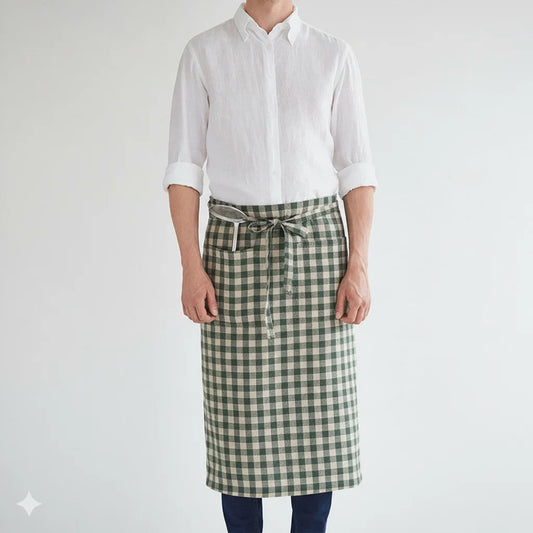 Leinen Schürze in Beige von Linen Tales Größe 97 cm breit+ 96 cm lang