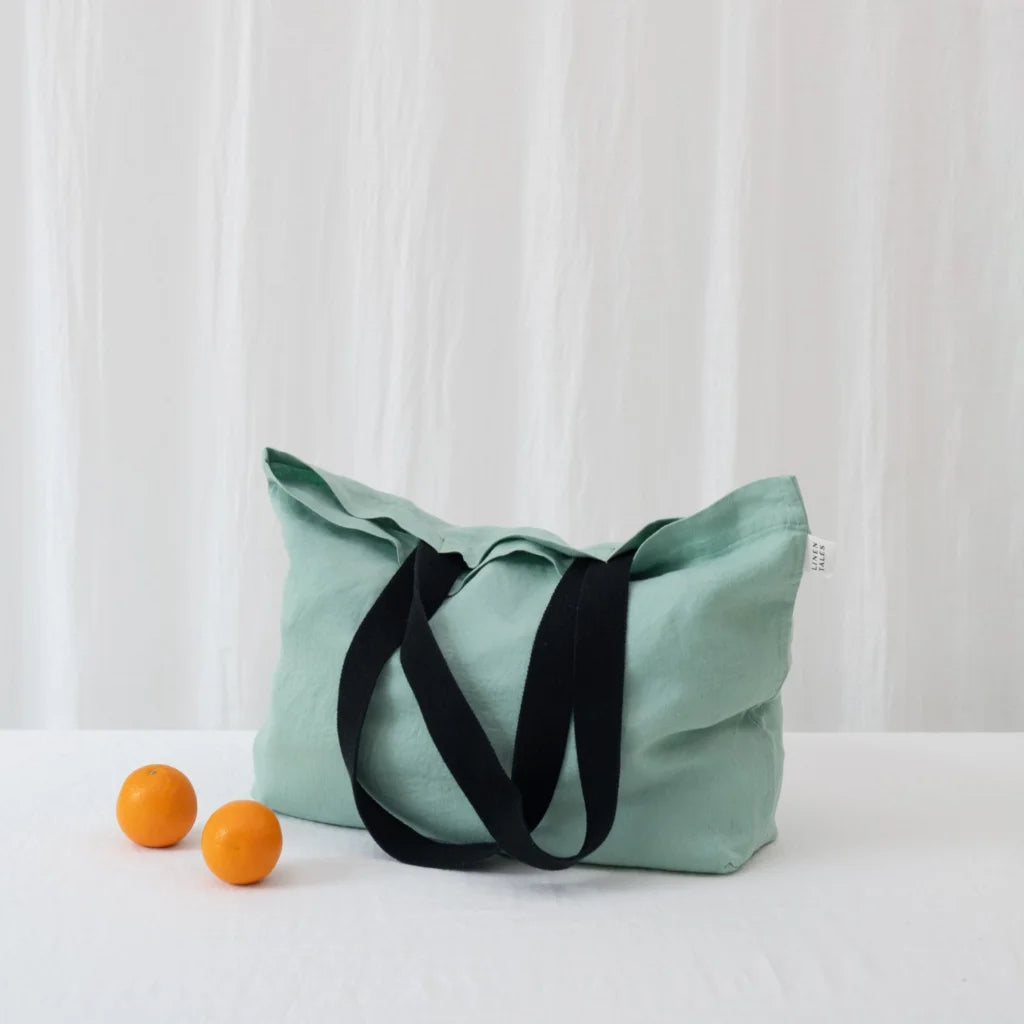 Leinen Schultertasche in Mint Grün von Linen Tales Größe 56 cm breit+ 41 cm lang