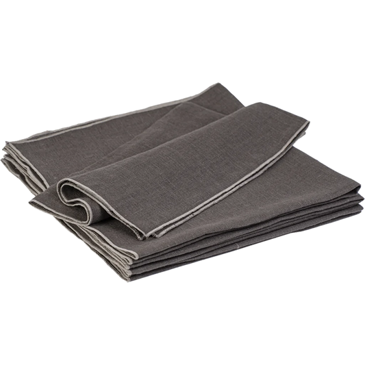Leinen Stoffserviette VILNIA 6er-Pack in Braun+Beige von Erika Vaitkute Größe 47x47 cm