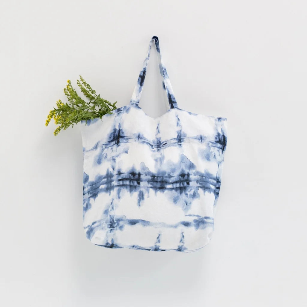 Leinen Tasche Farbverlauf in Weiß+Blau Muster Farbverlauf von Linen Tales Größe 54 cm breit+ 60 cm lang