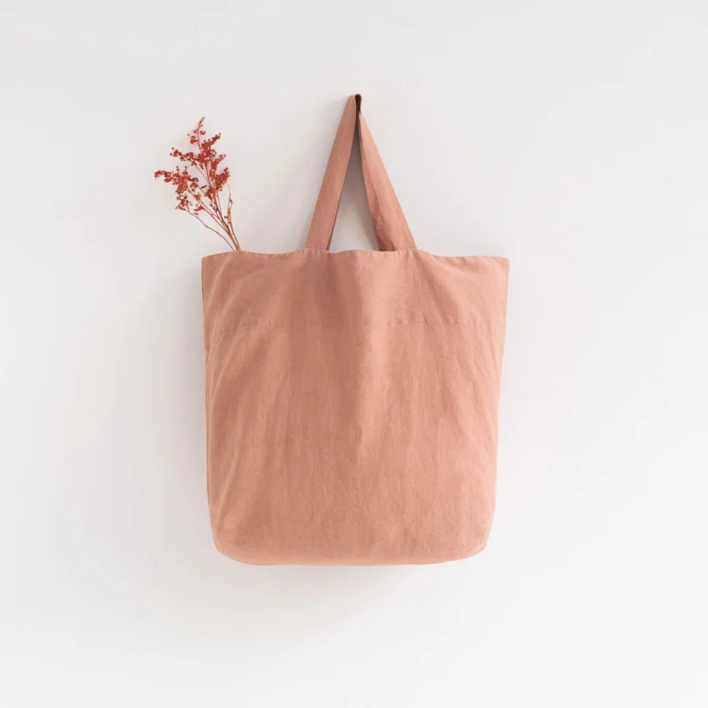 Leinen Tasche in Apricot Orange von Linen Tales Größe 54 cm breit+ 60 cm lang