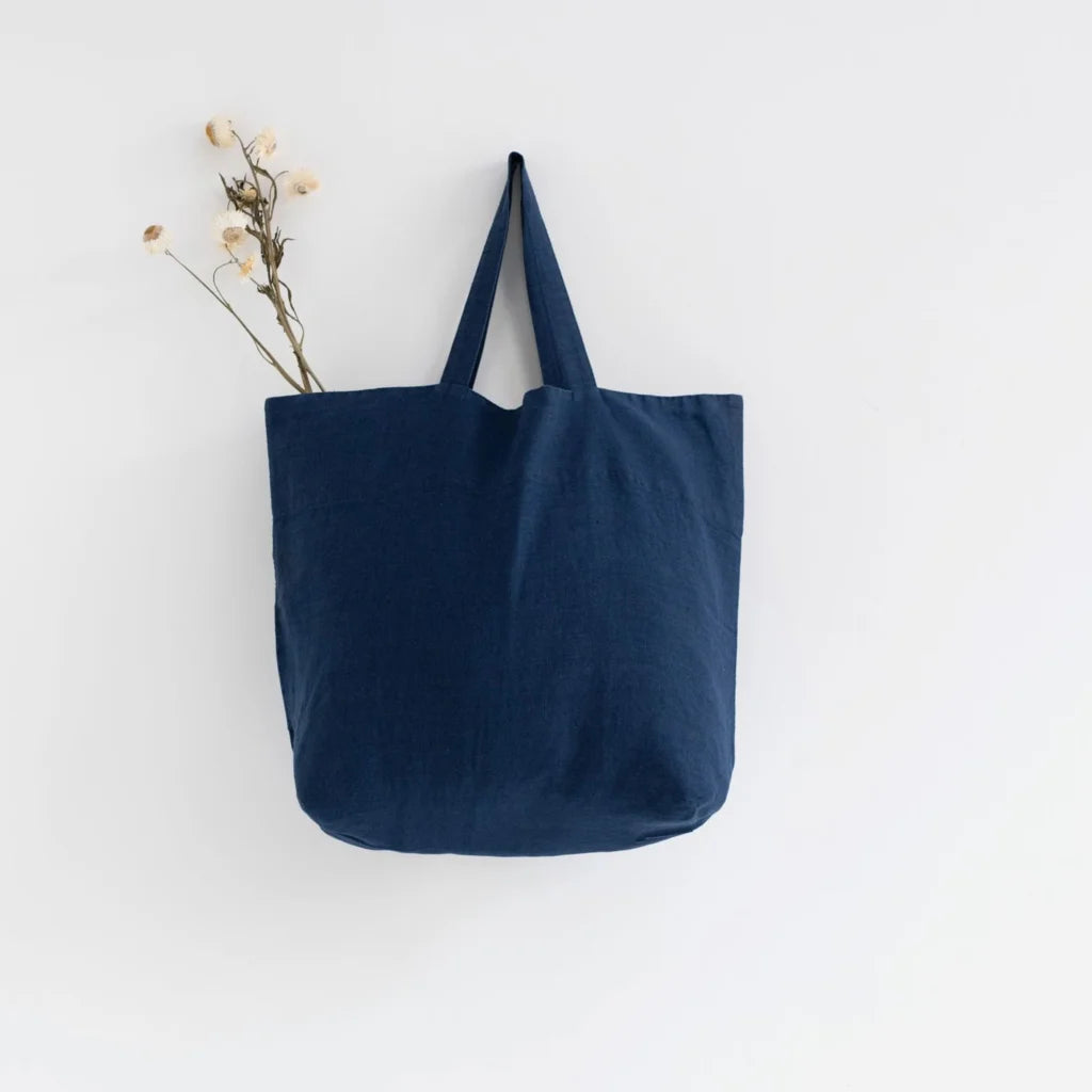 Leinen Tasche in Dunkelblau Blau von Linen Tales Größe 54 cm breit+ 60 cm lang
