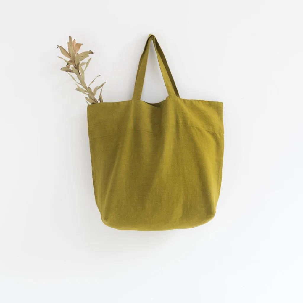 Leinen Tasche in Moosgrün Grün von Linen Tales Größe 54 cm breit+ 60 cm lang