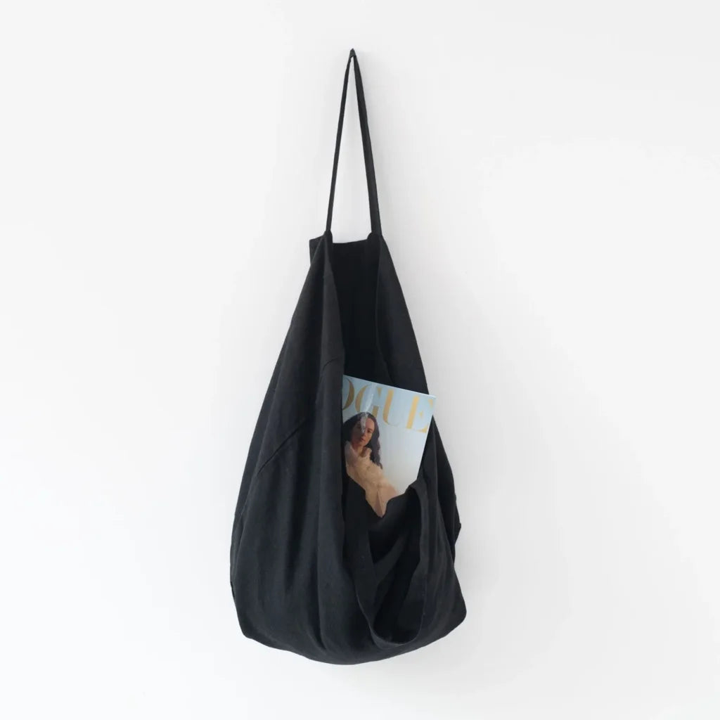 Leinen Tasche in Schwarz von Linen Tales Größe 54 cm breit+ 60 cm lang