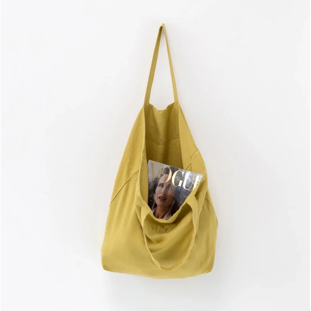 Leinen Tasche in Senfgelb Gelb von Linen Tales Größe 54 cm breit+ 60 cm lang