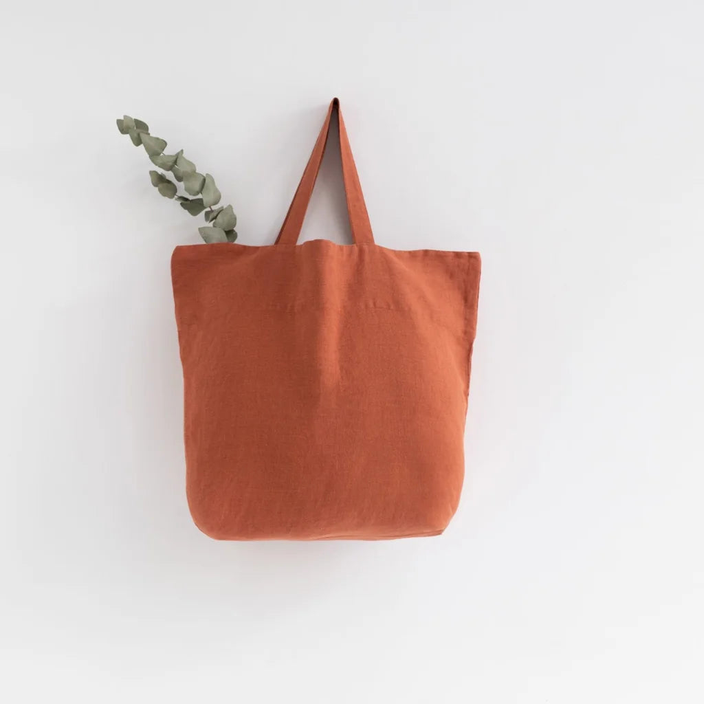 Leinen Tasche in Terra Orange von Linen Tales Größe 54 cm breit+ 60 cm lang