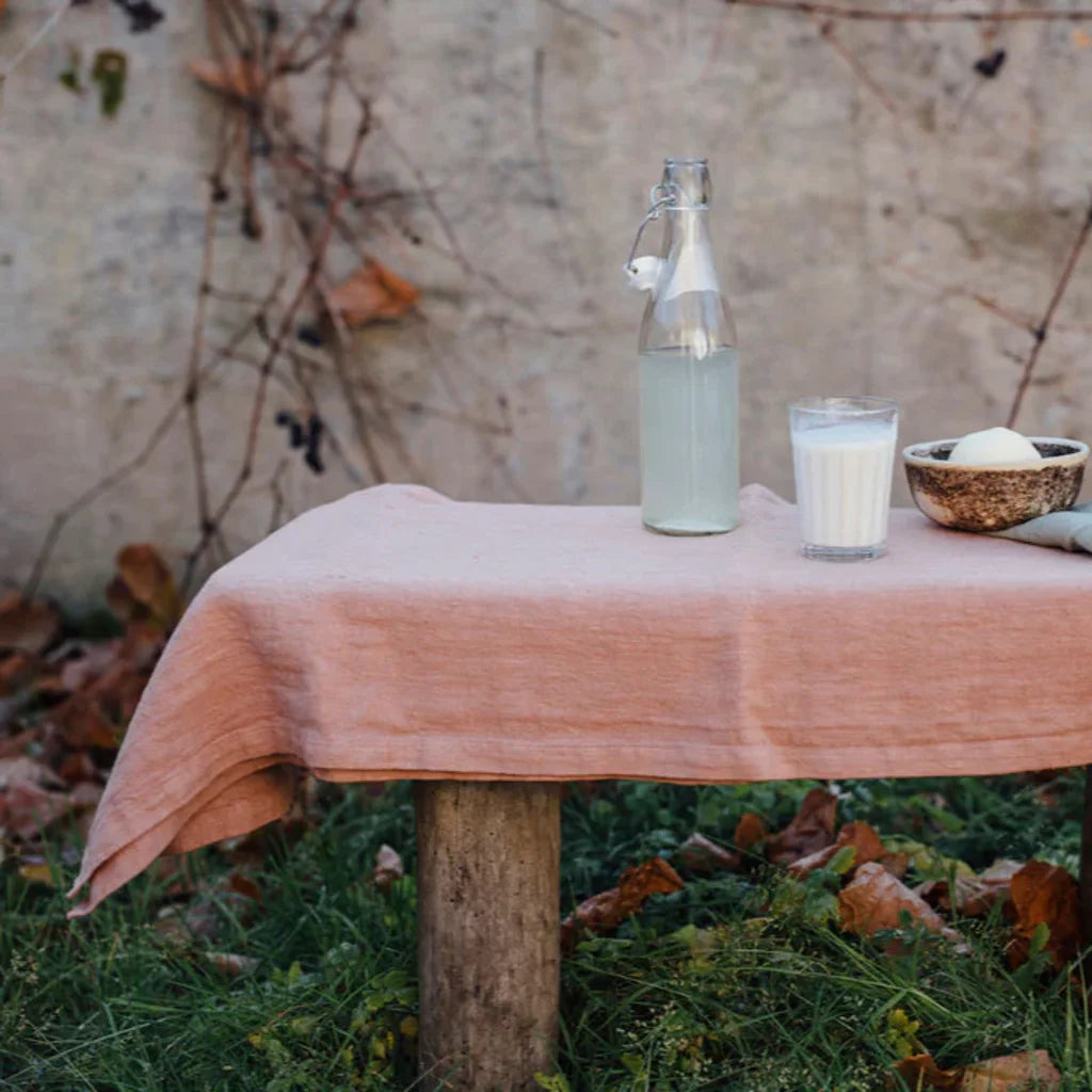 Leinen Tischdecke in Übergröße in Apricot Orange von Linen Tales Größe 140x300 cm