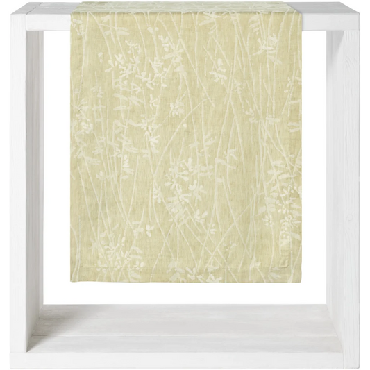 Leinen Tischdecke mit floralem Muster in Hellgrün Grün Muster Blumen von Proflax Größe 140x140 cm