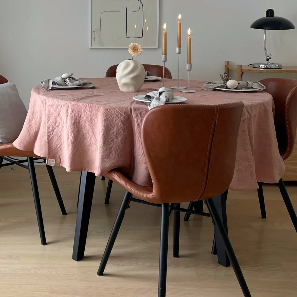 Leinen Tischdecke rund in Apricot Orange von Linen Tales Größe Ø 150 cm