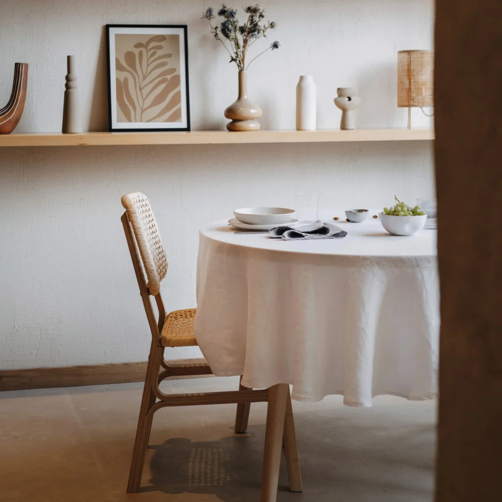 Leinen Tischdecke rund in Weiß von Linen Tales Größe Ø 150 cm