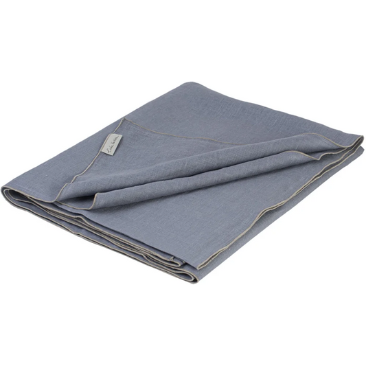 Leinen Tischdecke VILNIA in Taubenblau+Beige Blau+Beige von Erika Vaitkute Größe 145x250 cm