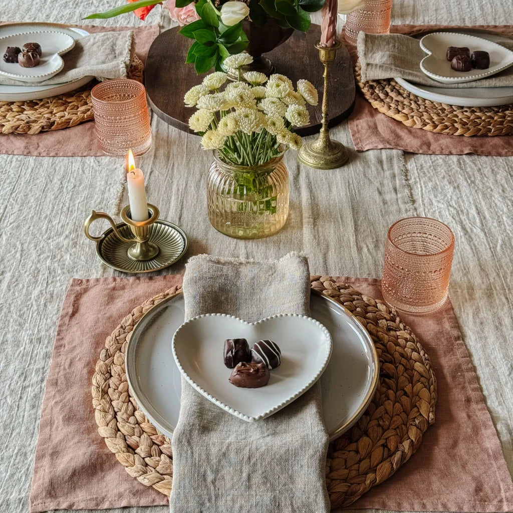 Leinen Tischset 2er-Pack in Apricot Orange von Linen Tales Größe 35x45 cm
