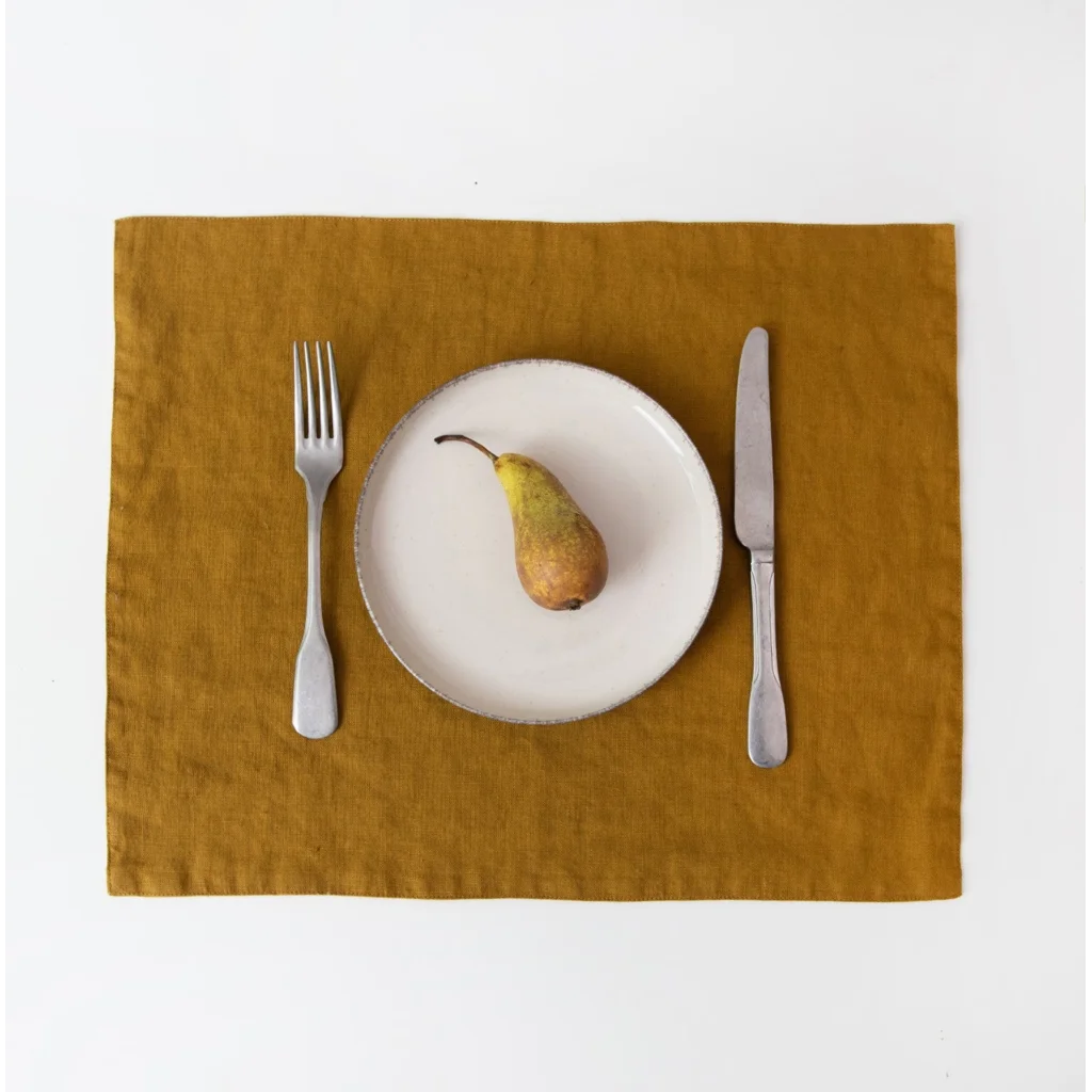 Leinen Tischset 2er-Pack in Bronze Gelb von Linen Tales Größe 35x45 cm