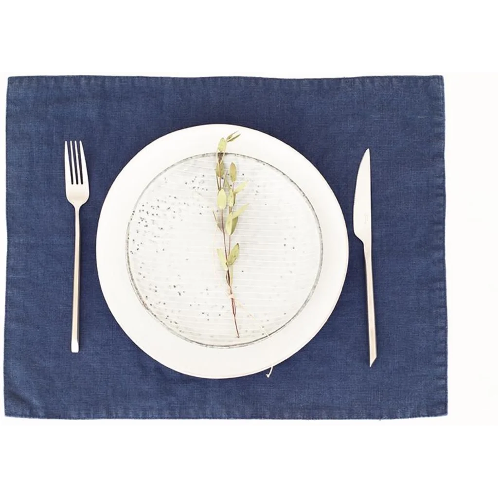 Leinen Tischset 2er-Pack in Dunkelblau Blau von Linen Tales Größe 35x45 cm
