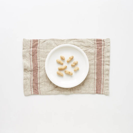 Leinen Tischset Vintage 2er-Pack in Creme+Beige Muster Streifen von Linen Tales Größe 25x40 cm