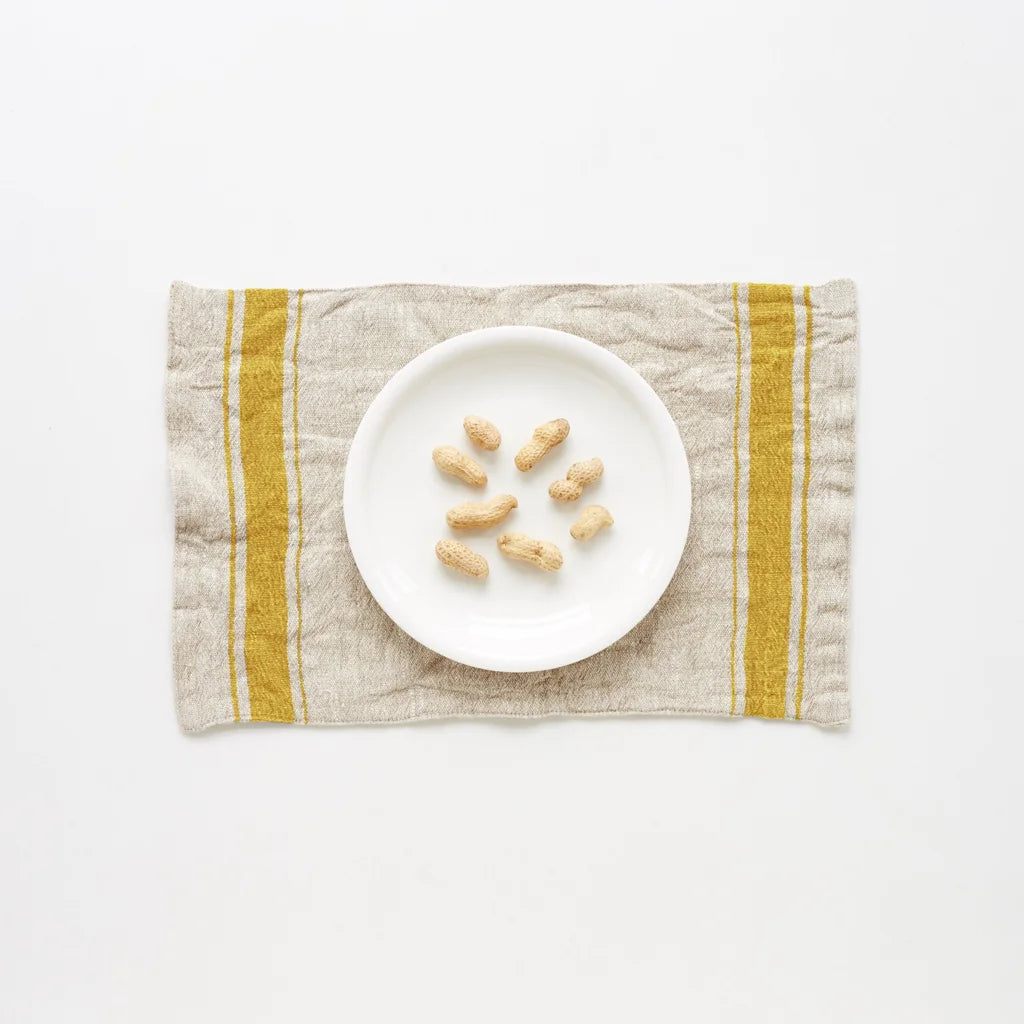 Leinen Tischset Vintage 2er-Pack in Creme+Senfgelb Creme+Gelb Muster Streifen von Linen Tales Größe 25x40 cm