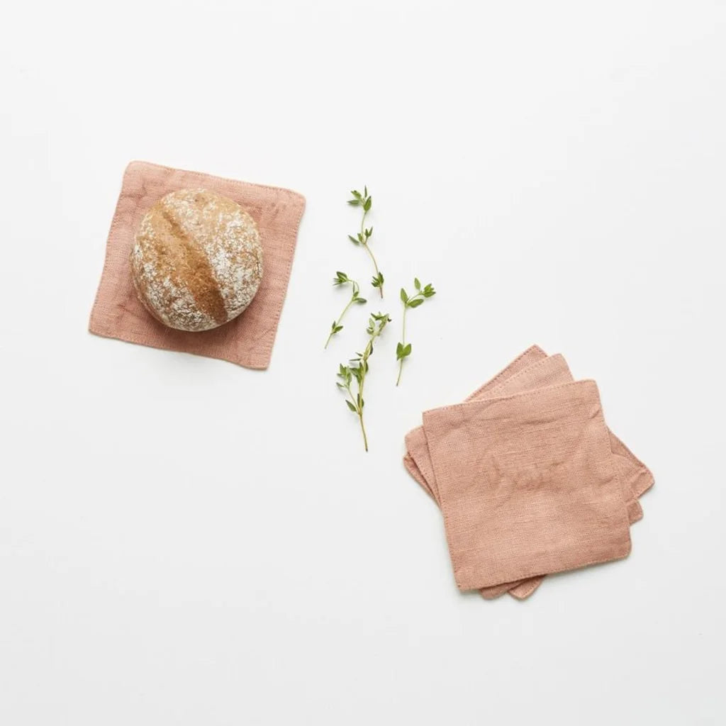 Leinen Untersetzer 4er-Pack in Apricot Orange von Linen Tales Größe 10x10 cm