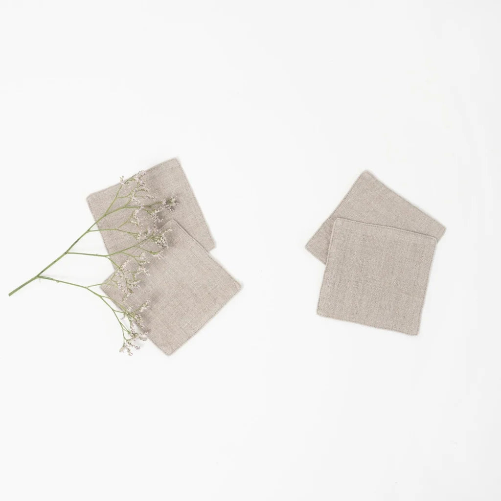 Leinen Untersetzer 4er-Pack in Beige von Linen Tales Größe 10x10 cm