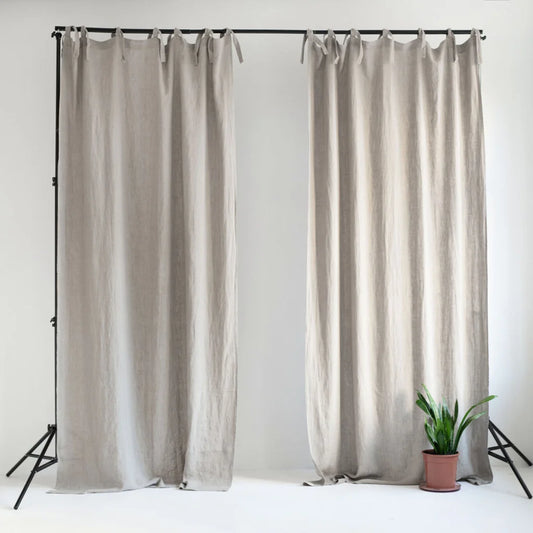 Leinen Verdunkelungsvorhang mit Schlaufen 2er-Set in Beige von Linen Tales Größe 140x200 cm