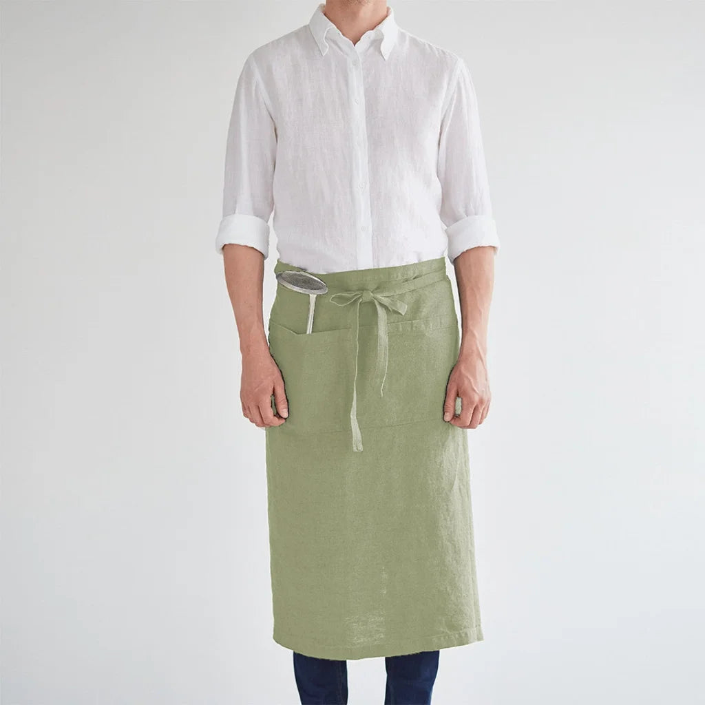 Leinen Vorbinder in Hellgrün Grün von Linen Tales Größe 105 cm breit+ 78 cm lang