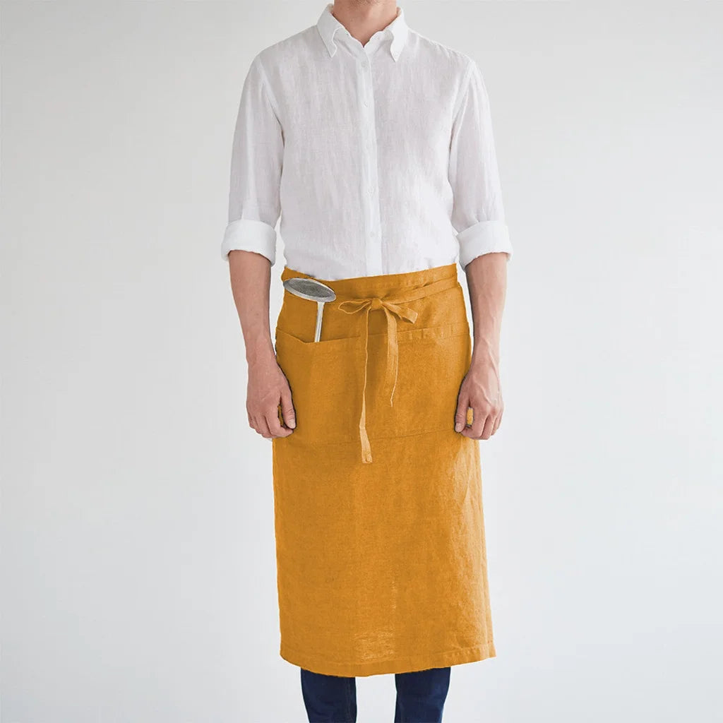 Leinen Vorbinder in Orange von Linen Tales Größe 105 cm breit+ 78 cm lang