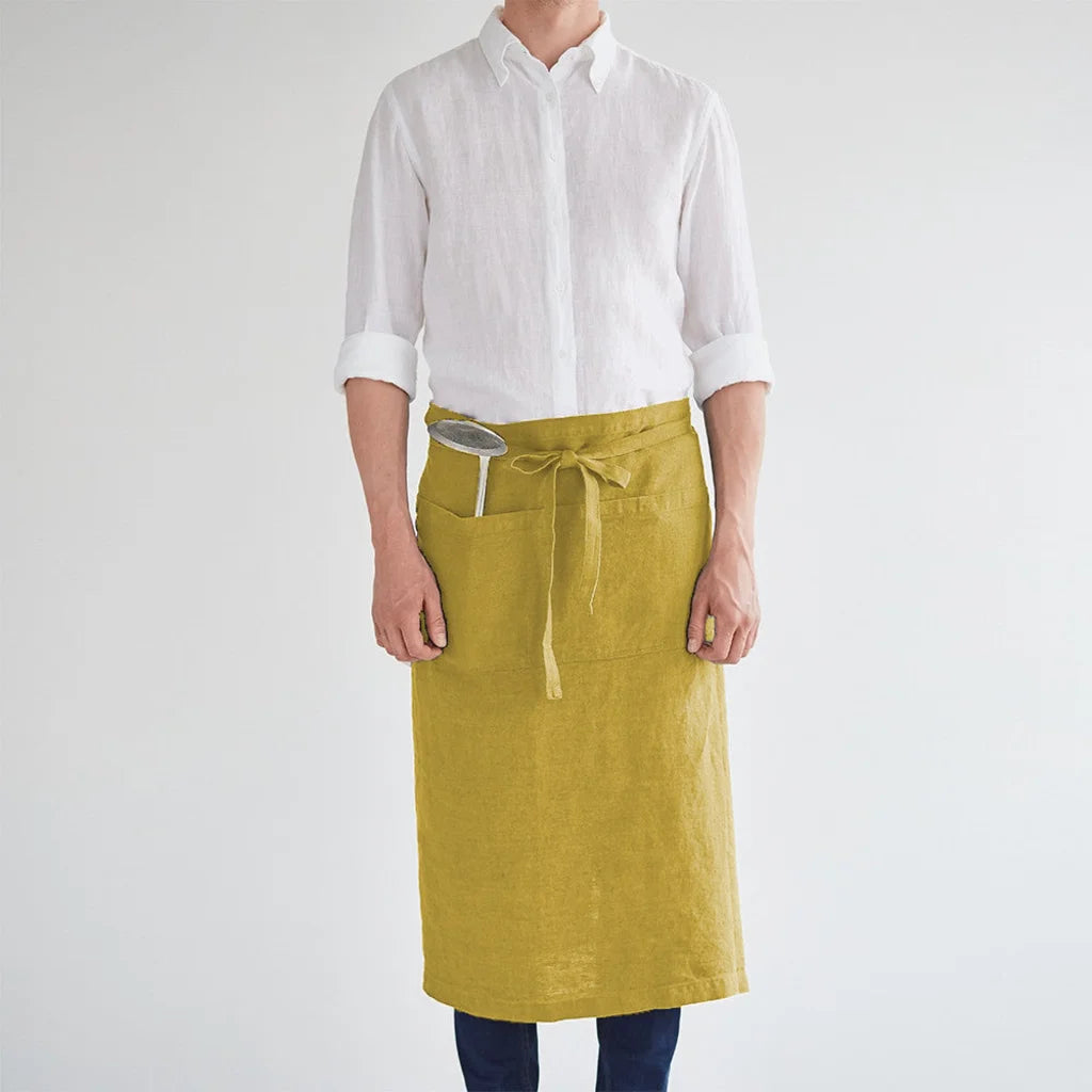 Leinen Vorbinder in Senfgelb Gelb von Linen Tales Größe 105 cm breit+ 78 cm lang
