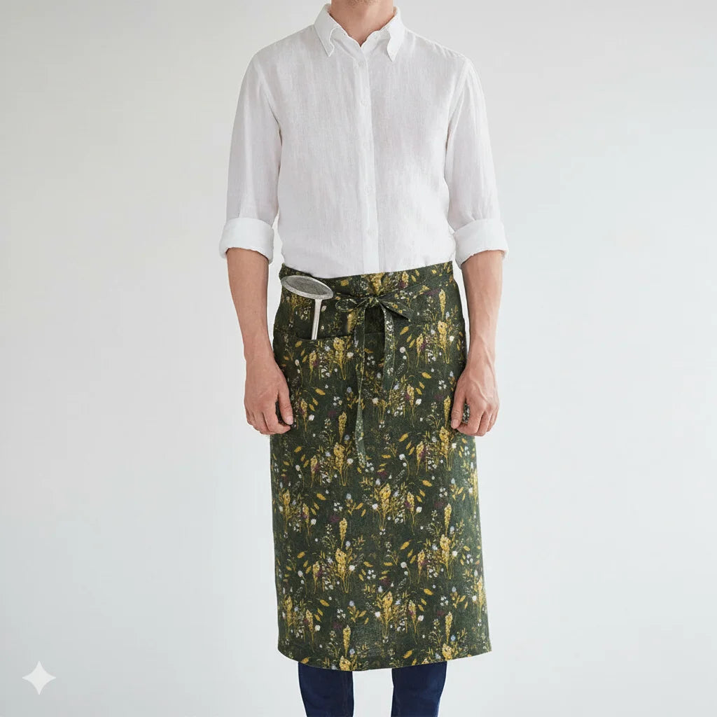 Leinen Vorbinder Streifen in Weiß+Anthrazit Weiß+Grau Muster Streifen von Linen Tales Größe 105 cm breit+ 78 cm lang