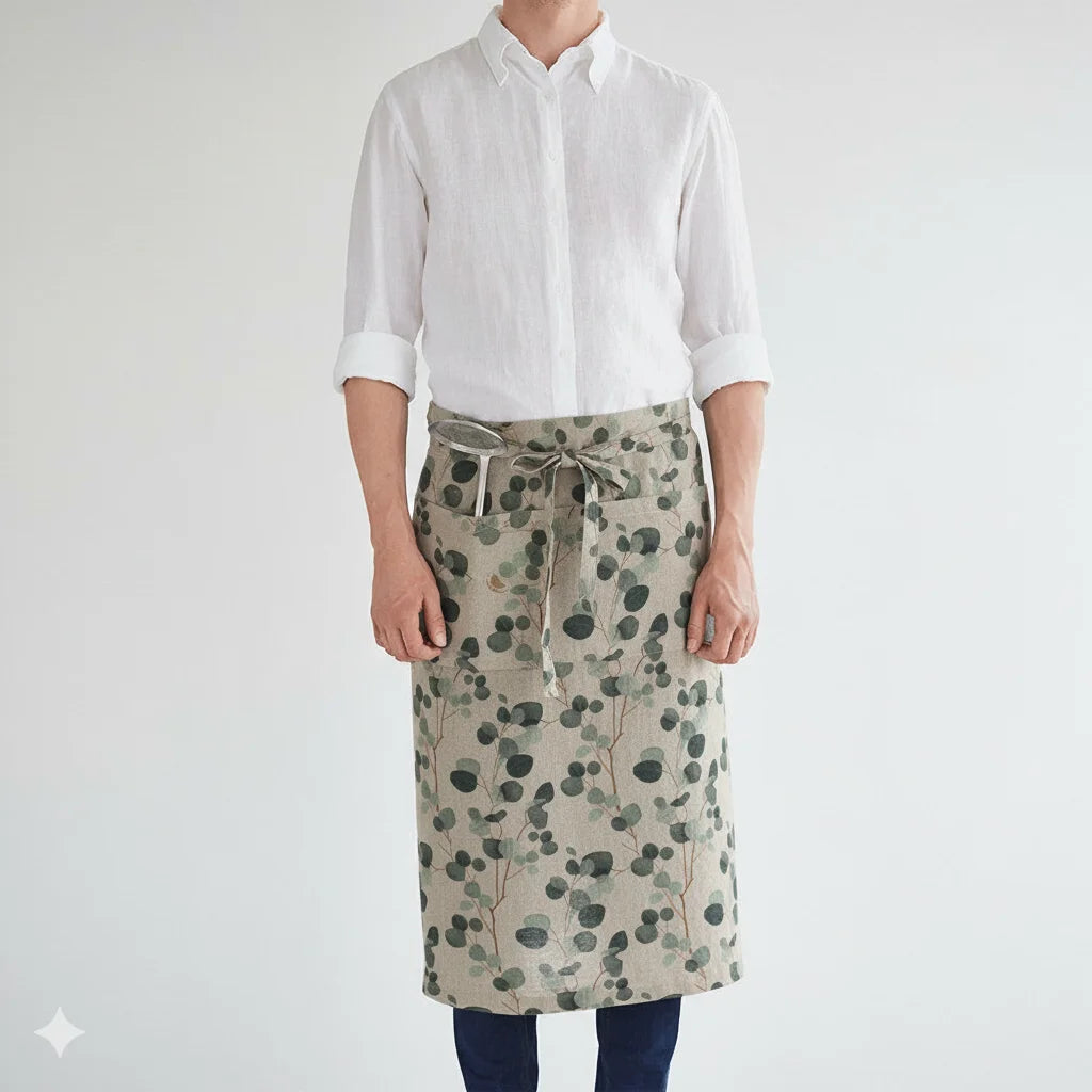 Leinen Vorbinder Streifen in Weiß+Anthrazit Weiß+Grau Muster Streifen von Linen Tales Größe 105 cm breit+ 78 cm lang